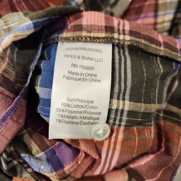 Veronica Beard peplum cotton pink plaid blouse size 8 - Picture 6 of 7